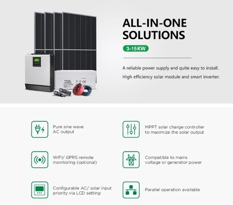 CHINA 10 kW Home Off Grid zonne-energiesysteem met 20 stukken 550W zonnepaneel leverancier